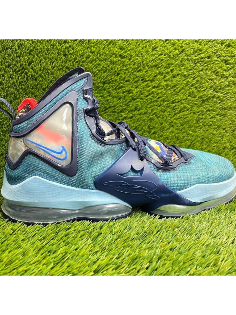 Nike LeBron 19 Fast Food Mens Size 16 Blue Navy Orange Basketball Shoes Sneakers